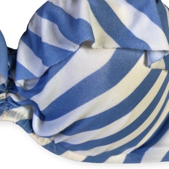 Victoria’s Secret Striped Padded Frilly Bandeau Bikini Top 34C - Picture 3 of 6